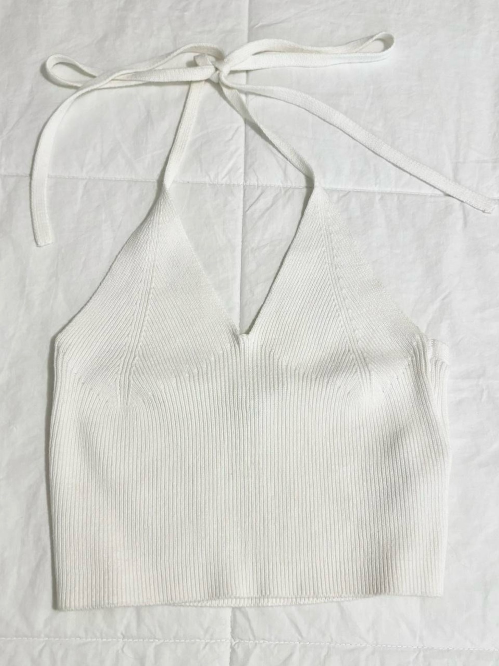 JOIE White cream ribber halter crop top